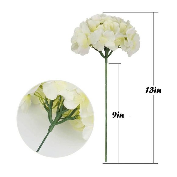 10 pack | Ivory Silk Hydrangea Artificial Flowers for Home Wedding Bouquet - Picture 5 of 7